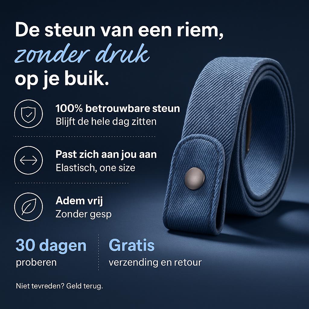 Elastische riem zonder gesp – zonder druk op je buik